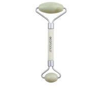 Product  container  of  Ecotools  Jade  Roller  by  Ecotools,  a  massager  tool  indicated  for  stimulating  blood  flow  and  reducing  puffiness.