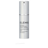Bottle  of  Elemis  Dynamic  Resurfacing  Super-C  Serum  by  Elemis,  a  fluid  serum  indicated  for  brightening  and  evening  the  complexion.