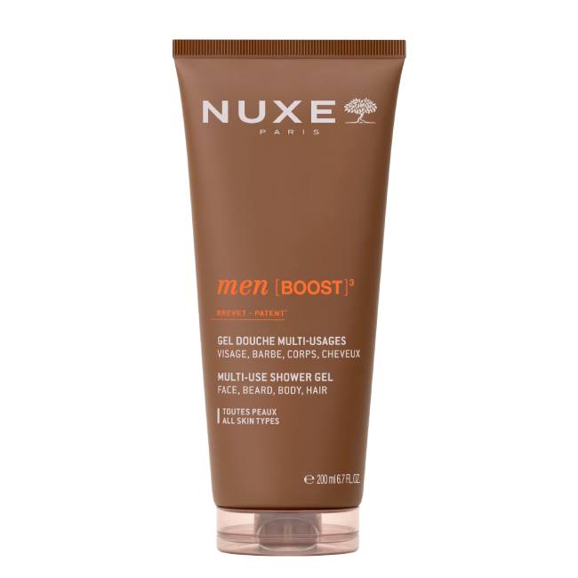 Nuxe Men Boost Multi-Use Shower Gel 200ml Bottle of Nuxe Men Boost Multi-Use Shower Gel by Nuxe, a shower gel indicated for cleansing the body, hair, beard and face.