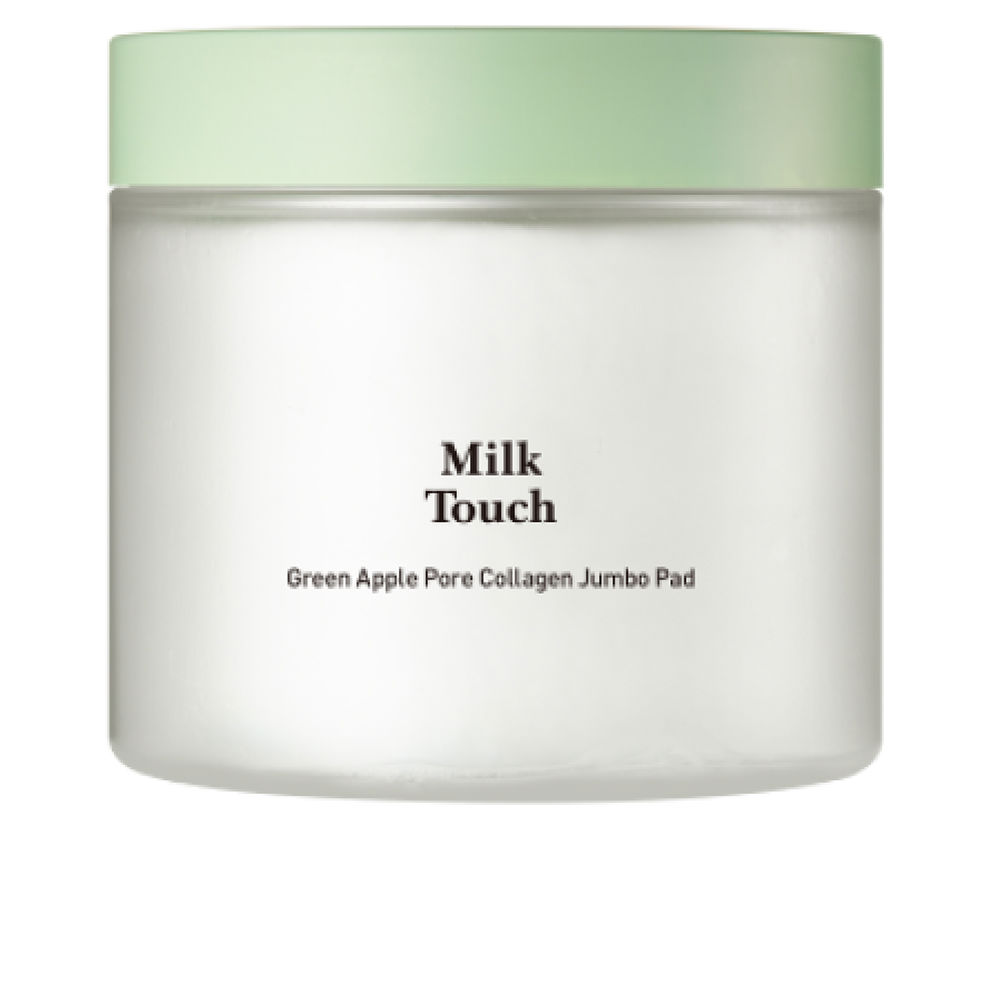 208180.jpg Jar of Milk Touch Green Apple Pore Collagen Jumbo Pad by Milk Touch, a nourishing pad indicated for skin elasticity and exfoliation.